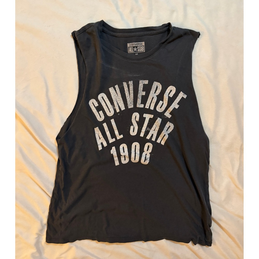 Converse Muscle Tank Women Small Black Good Graphic All Star 1908 Sleeveless